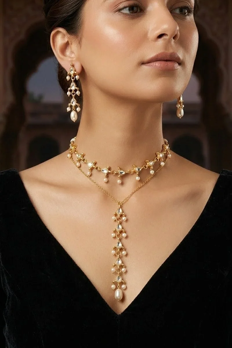 Dohria Kundan Reversible Set