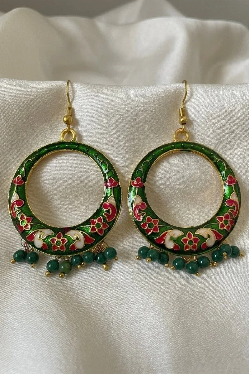 Gulnaar Meenakari Hoops