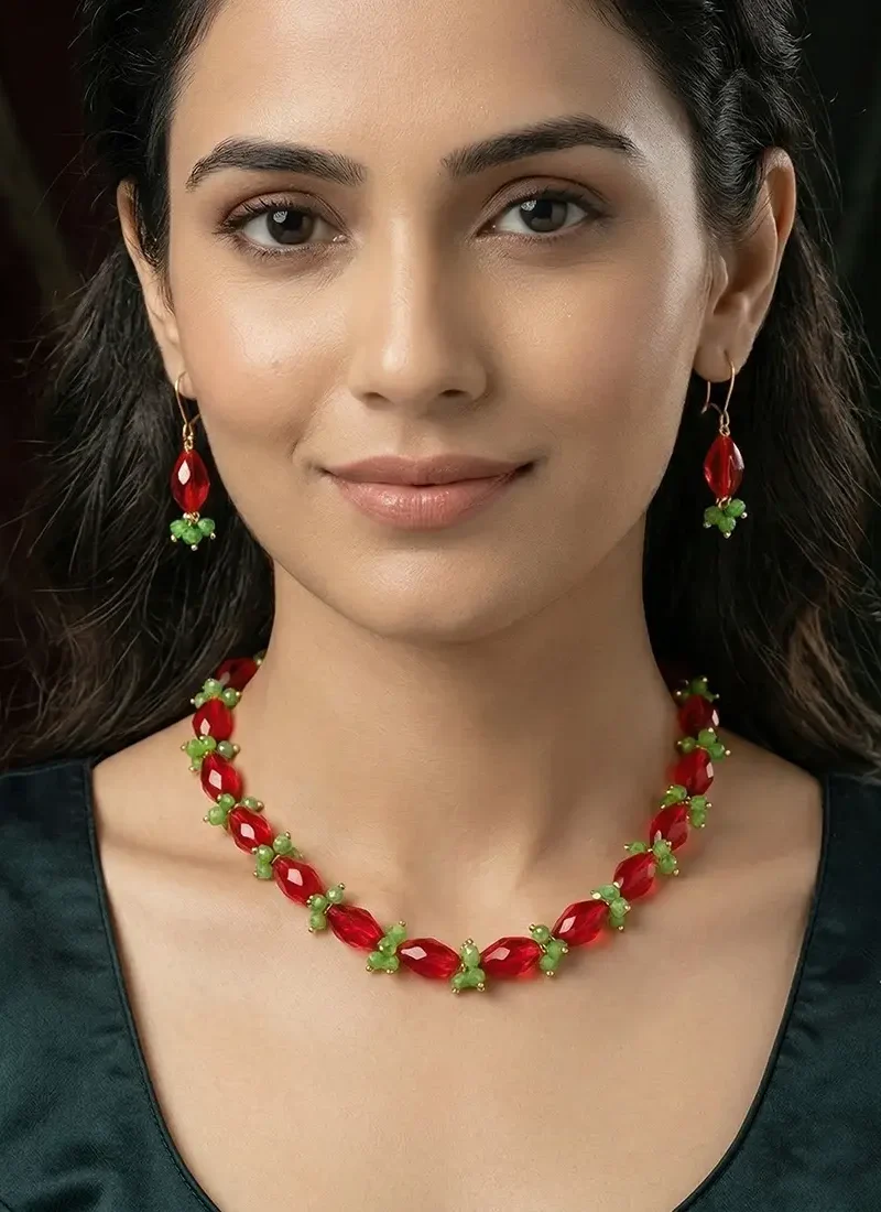 Faceted Stone & Cluster Bead Choker Set