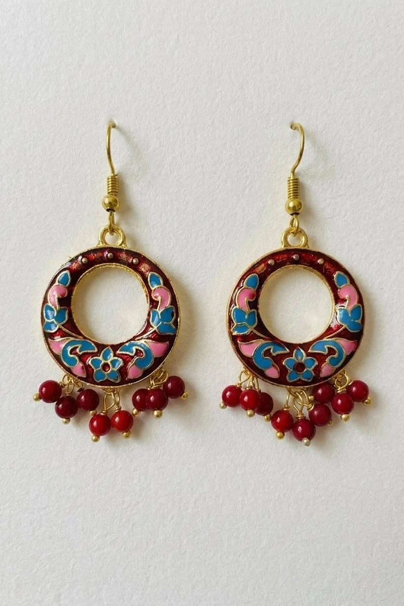 Gulnaar Meenakari Hoops Small