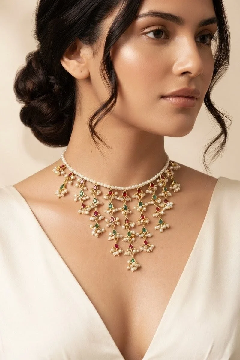 Pookalam Pearl Necklace - Reversible